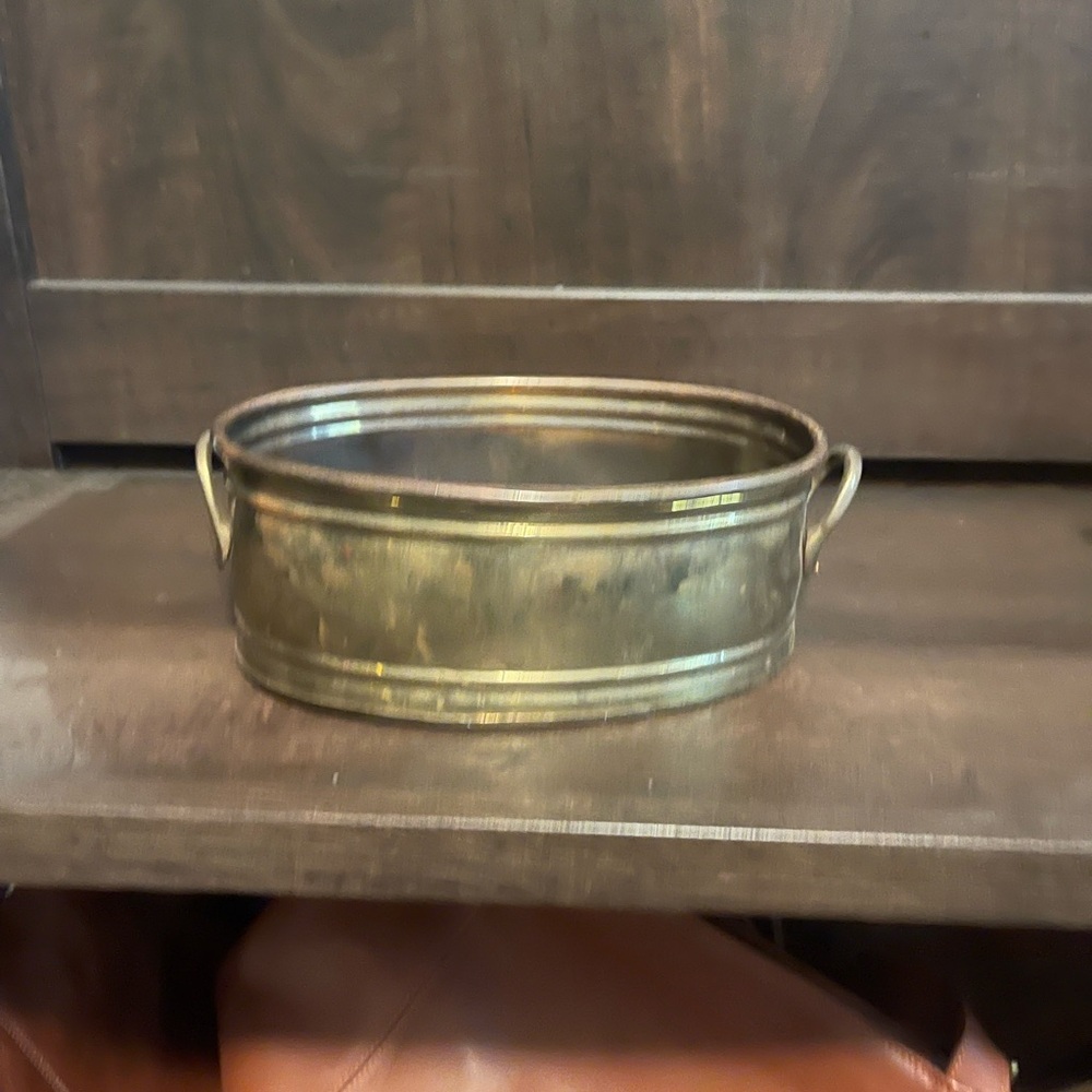 Vintage Brass Oval Planter